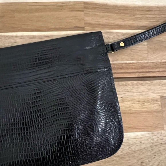 Prune Black Leather Wristlet Clutch - Picture 3 of 4